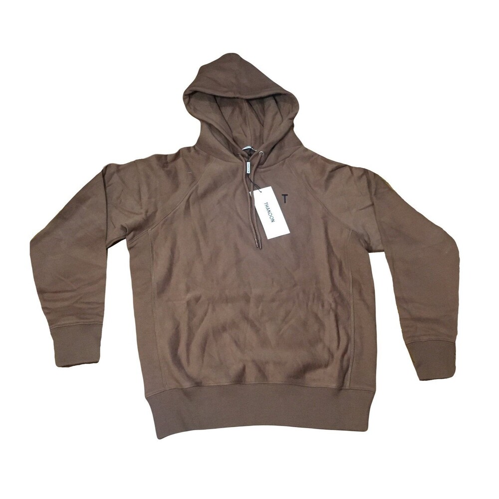 Thakoon extra small XS drawstring hoodie embroidered T logo in cocao brown NEW